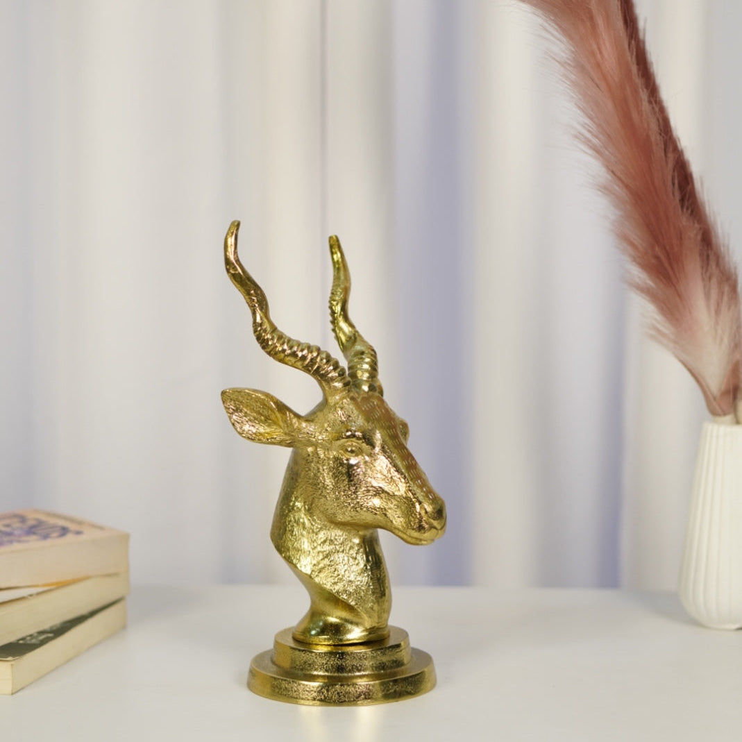 Golden Antelope Head Decorative Sculpture