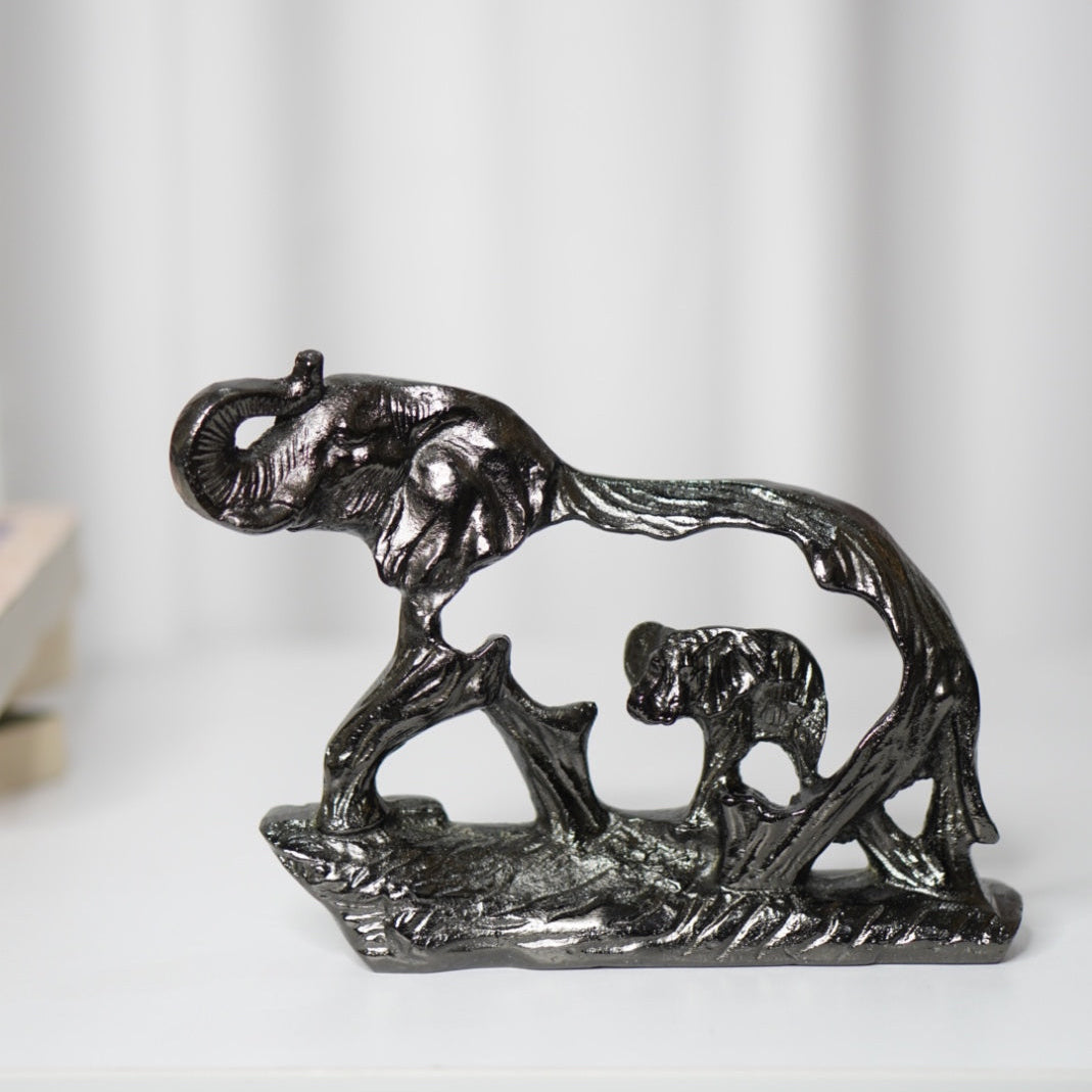 Modern Elephant & Calf Decorative Sculpture